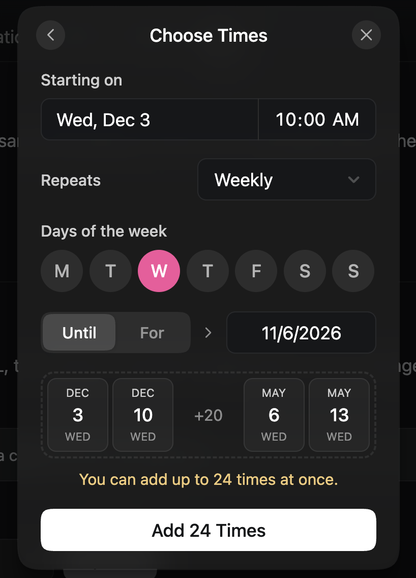 Luma Calendar interface showing additional features